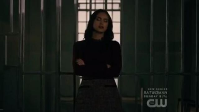 Kate Spade tweed midi skirt worn by Veronica Lodge (Camila Mendes) in Riverdale Season 4 Episode 5