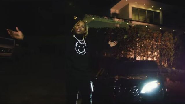 Undercover S­mi­ley' Face Sweat­shirt worn by Lil Durk in the YouTube video Lil Durk - No Label (Official Music Video)