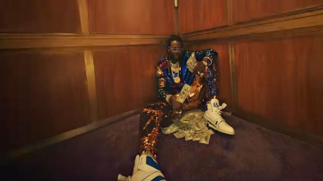 Louis vuitton White and Blue Sneak­er Boots worn by 2 Chainz in the YouTube video 2 Chainz - Money In The Way