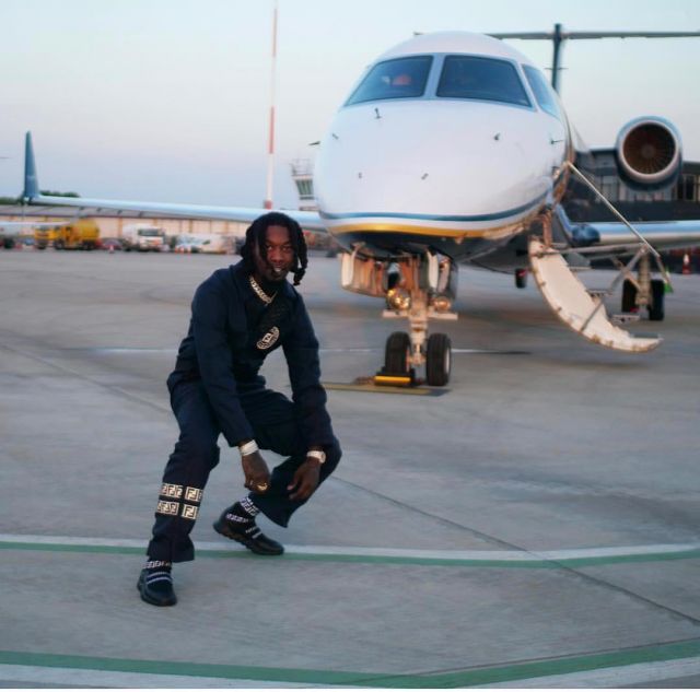 Fendi Em­bell­ished FF Lo­go Jump­suit of Offset on the Instagram account @quavohuncho