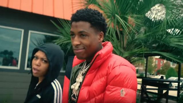 Moncler Red Canmore Down Jacket of YoungBoy Never Broke Again in the music video nba youngboy - lost motives