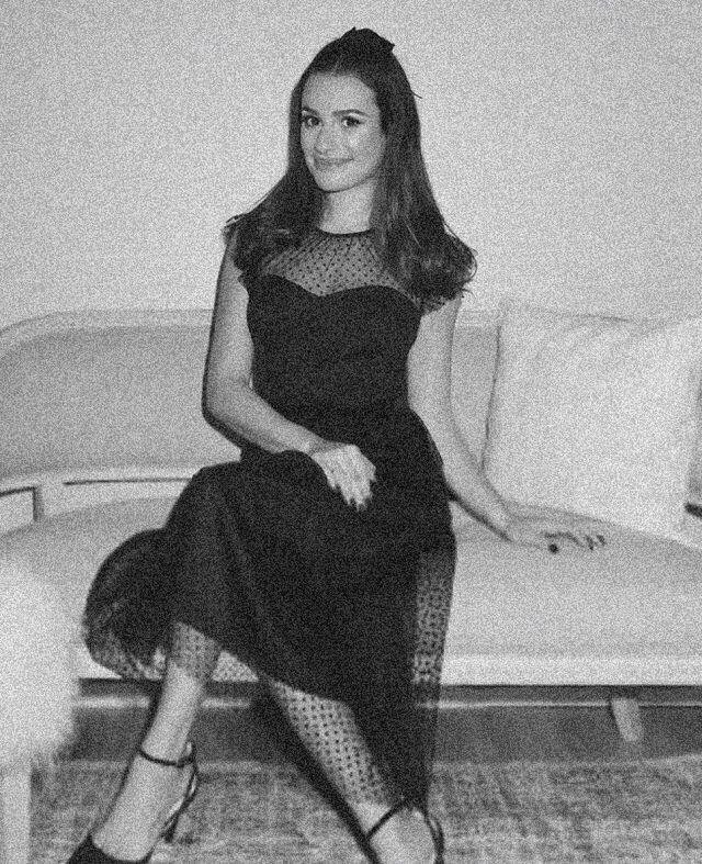 Jason Wu Il­lu­sion Mesh Mi­di Dress worn by Lea Michele Kohl’s Holiday Event November 6, 2019