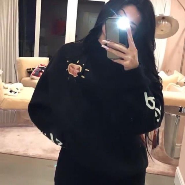 Kylie shop Rise and Shine Hood­ie worn by Kylie Jenner Instagram Stories November 7, 2019