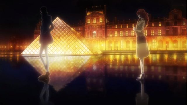 Louvre Pyramid visited by Fujiko Mine in Lupin the Third (S05)