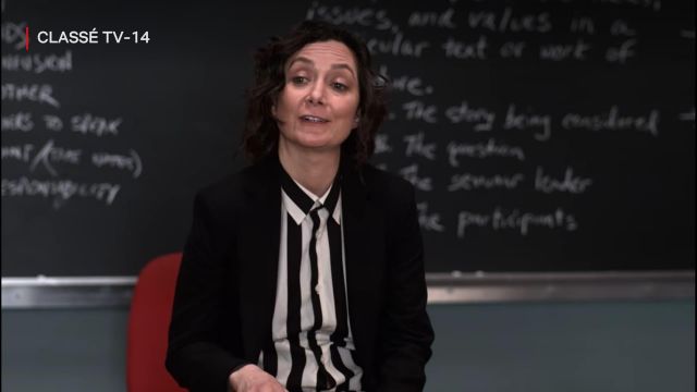 Chemise rayé noir et blanc de Professeur Judd (Sara Gilbert) dans Atypical (S03E05)