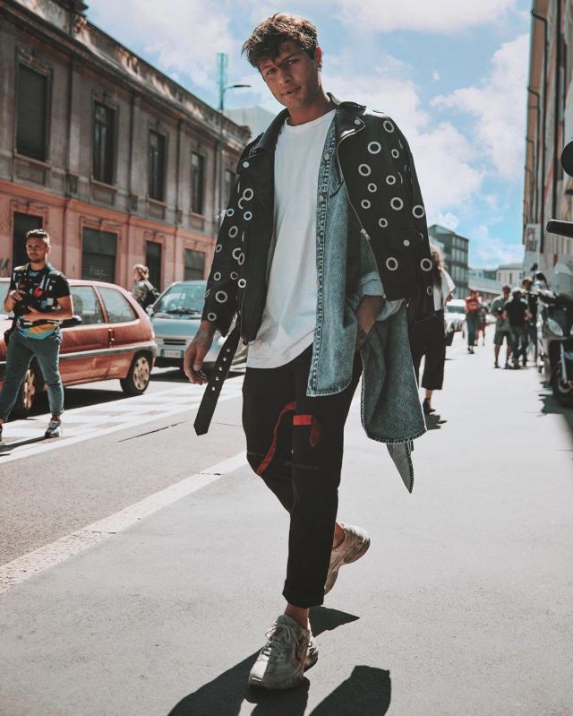 Black Leather Jacket of Marco Ferrero on the Instagram account @iconize ...