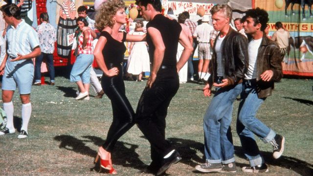Red shoes worn by Sandy (Olivia Newton-John) as seen in Grease