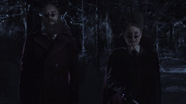 Purple coat worn by Man with Beard But No Hair (Richard E. Grant) as seen in A Series of Unfortunate Events S03E01
