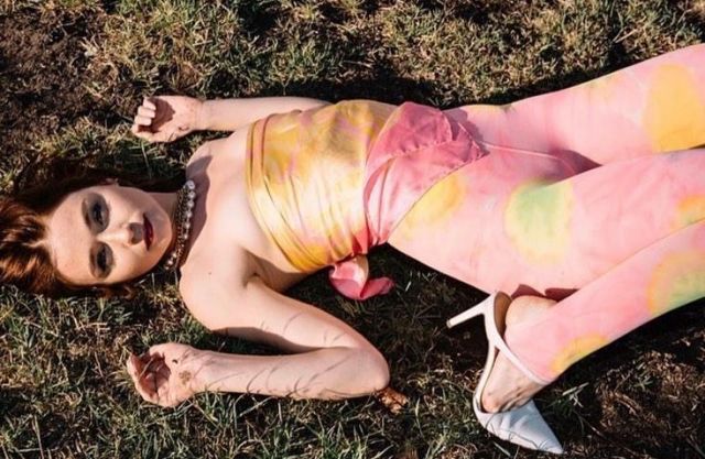 Collina Strada tie-dye Print Leggings worn by Jessica Barden on the Instagram account @jessybarden
