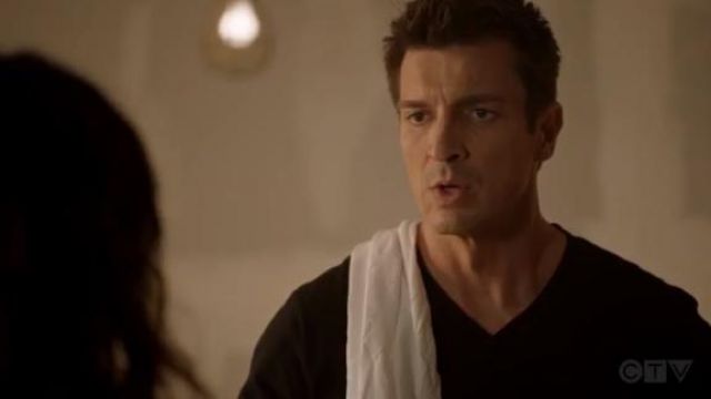 Alternative Apparel Black V Necck Tee worn by John Nolan (Nathan Fillion) in The Rookie Season 2 Episode 7