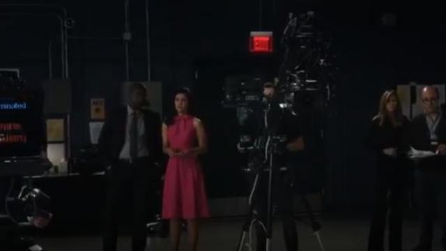 Black Halo Pink Carolina Dress worn by Alison (Janina Gavankar) in The Morning Show Season 1 Episode 4
