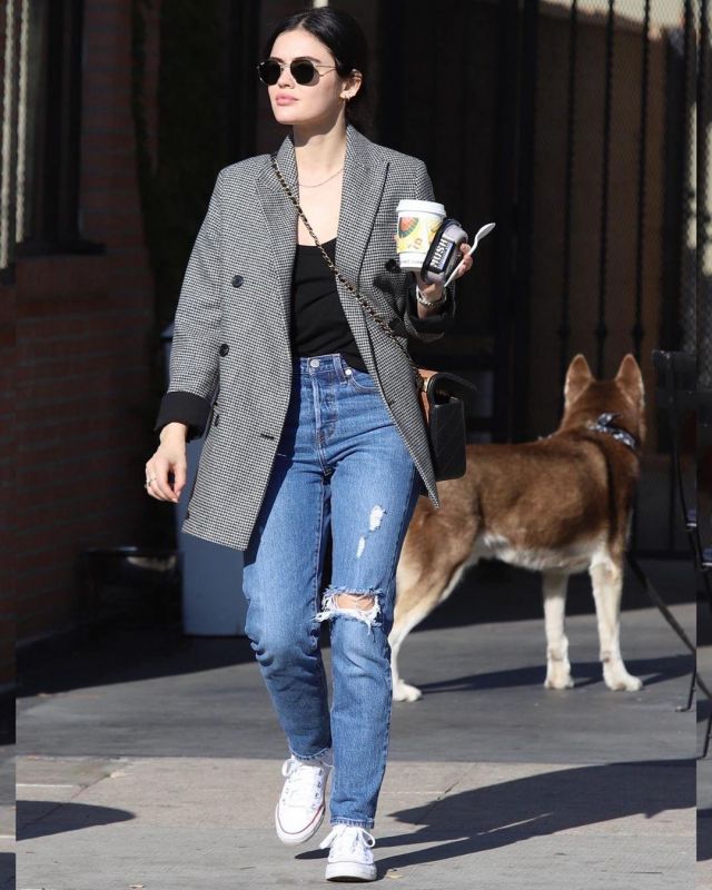 Converse Chuck Tay­lor All Star Sneak­ers in Op­ti­cal White worn by Lucy Hale Studio City November 11, 2019