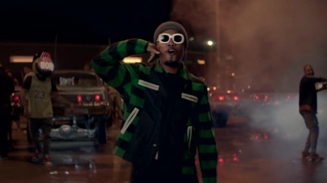 Green plaid panelled shirt jacket worn by Anderson .Paak in the music video The Game - Stainless ft. Anderson .Paak