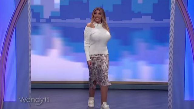 Walter Baker Falda Midi de cebra estampada usada por Wendy Williams en The Wendy Williams Show noviembre 12, 2019