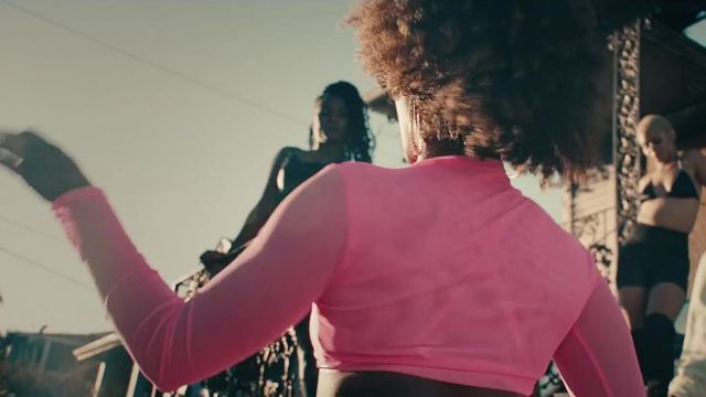 Long sleeve pink crop top in Megan Thee Stallion x VickeeLo – Ride Or Die [Official Video]