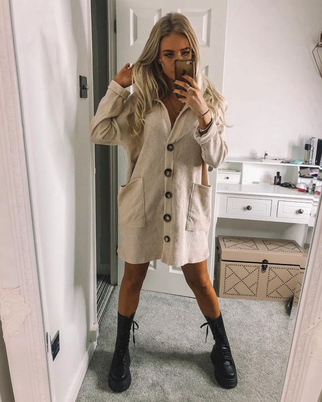 Asos Beige Shirt Dress of Helena on the Instagram account @helenacritchley