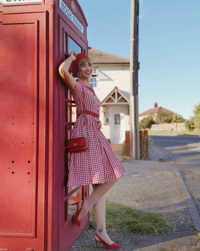 Red Mini Dress of Abi Milner on the Instagram account @abigail_janine