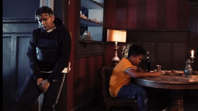 Daily Paper Black Track­pants worn by YBN Cordae in the music video YBN Cordae - Nightmares Are Real (feat. Pusha T) [Official Video]