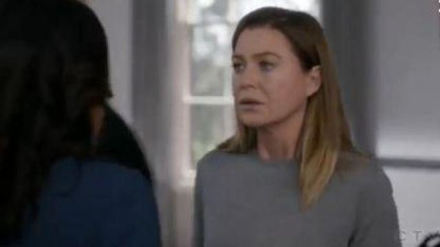 J crew grey sweater worn by Dr. Meredith Grey (Ellen Pompeo) in Grey's Anatomy Season 16 Episode 08