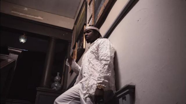 Kanghyuk White Airbag Shirt worn by Pusha T in the music video YBN Cordae - Nightmares Are Real (feat. Pusha T) [Official Video]