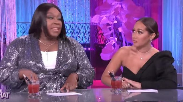 A.l.c Walden One Shoul­der Moiré Jump­suit worn by Adrienne Bailon in The Real November 19,2019