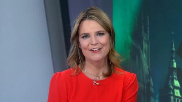 Tory Burch Red Pleated Dress of on Savannah Guthrie Today November 19, 2019
