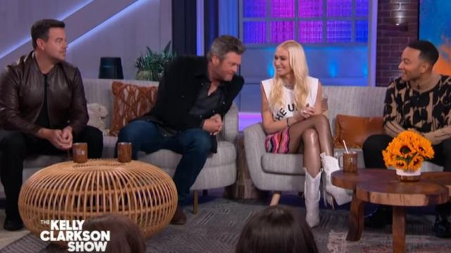 Phillipp plein Pan­elled Cow­boy Boots worn by Gwen Stefani on The Kelly Clarkson Show November 21, 2019
