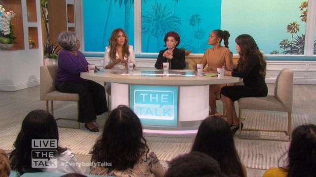 Zhivago Eye Of Ho­rus Mi­di Dress worn by Carrie Ann Inaba on The Talk November 20, 2019