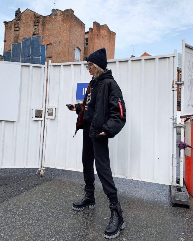 Koi vegan Banshee Military Lace Up Boots of Olivia Frost on the Instagram account