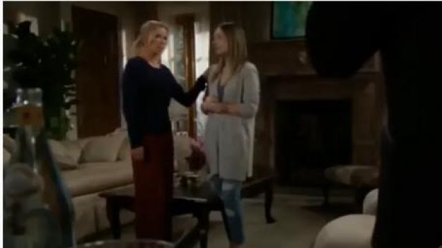 L'Agence Navy Sweater worn by Brooke Logan (Katherine Kelly Lang) as seen on The Bold and the Beautiful November 22, 2019