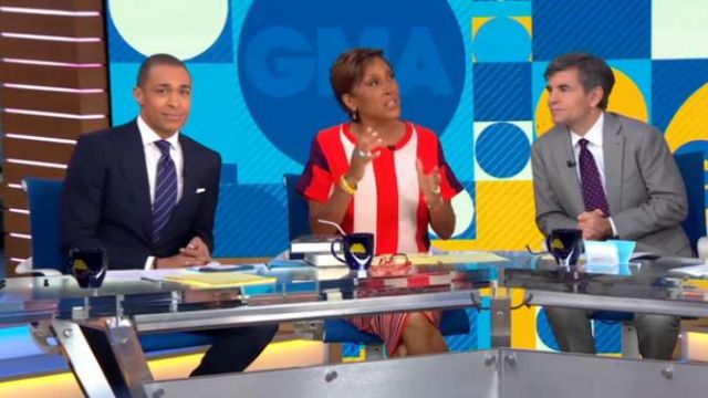 New york & company Stripe Col­or­block Sweater - Gabrielle Union Col­lec­tion worn by Robin Roberts on Good Morning America November 25, 2019