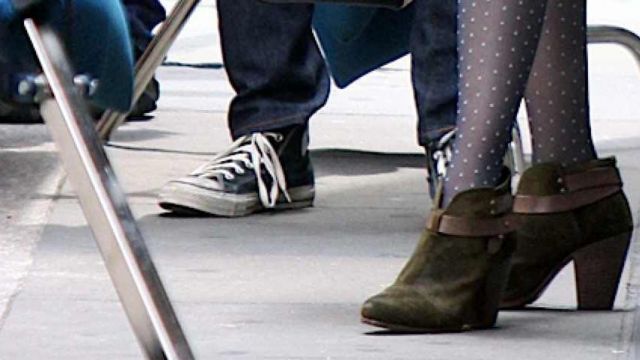 Rag and Bone olive colored booties worn by Gwen Stacy (Emma Stone) in The Amazing Spider-Man 2