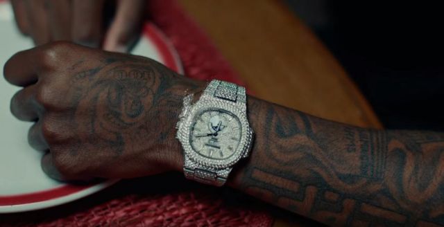 Patek Philippe Nautilus watch worn by Roddy Ricch in his Tip Toe music video feat. A Boogie Wit Da Hoodie