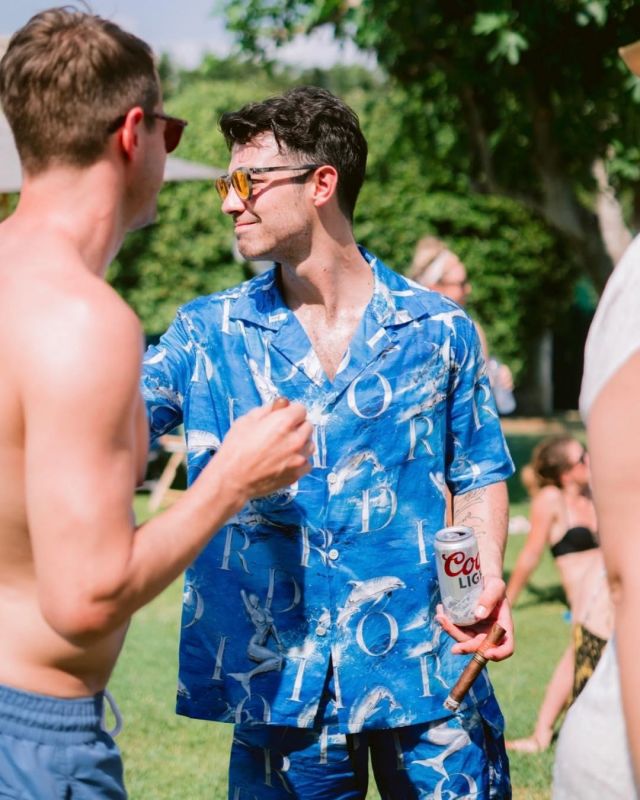 Dior printed shirt worn by Joe Jonas on the Instagram account @joejonas