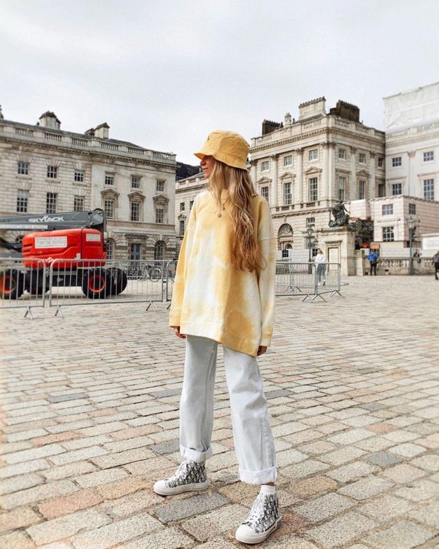 Ganni White And Yellow Cotton-jersey Sweatshirt of Olivia Frost on the Instagram account @oliviabynature