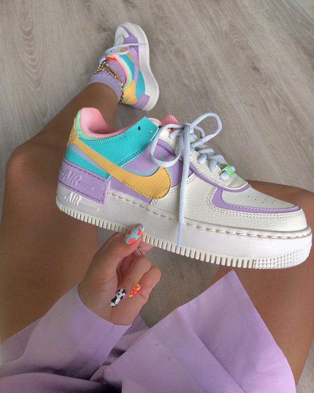 The pair of air force 1 purple and 