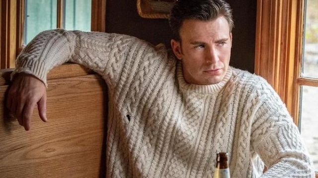 Cream Wool Sweater worn by Ransom Drysdale (Chris Evans) as seen in Knives Out