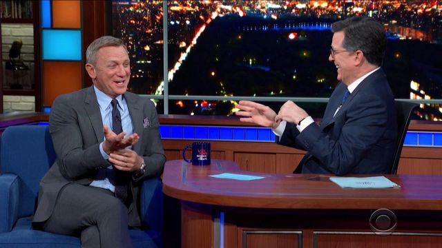 Omega Seamaster Planet Ocean 600M GoodPlanet worn by Daniel Craig at The Late Show with Stephen Colbert November 22, 2019