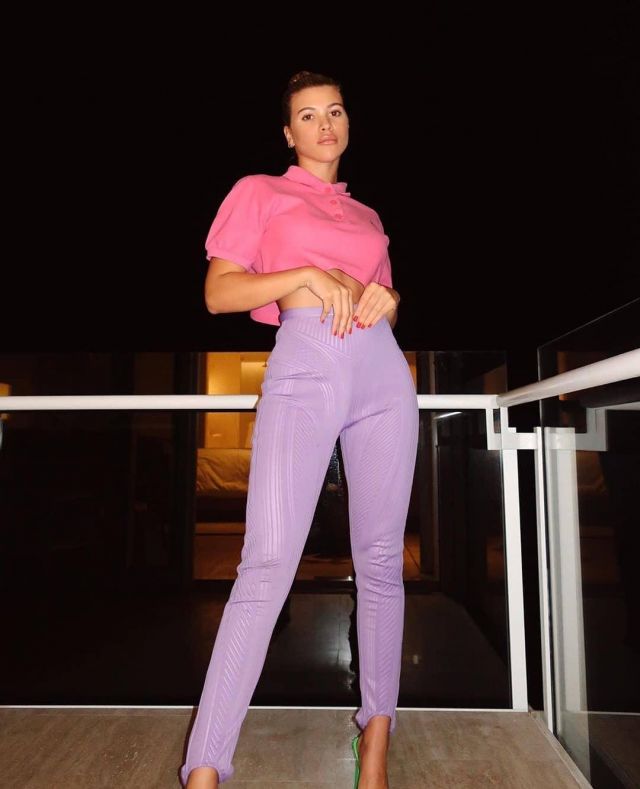 Mugler Lilac Sport Pant of Sofia Richie on the Instagram account @sofiarichie November 28, 2019