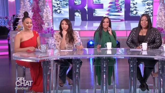 Likely Max­son One-Shoul­der Jump­suit worn by Tamera Mowry on The Real December 3,2019