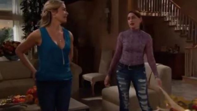 Cinq à sept Snake Print Turtle­neck Top worn by in December 4, 2019 Quinn Fuller (Rena Sofer) as seen on The Bold and the Beautiful