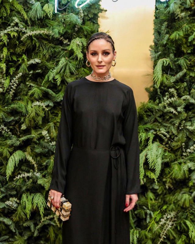 Emm Kuo Tate Clutch worn by Olivia Palermo Amazon X Refinery29 Deck & Dazzled Holiday Pop-Up Shop December 4, 2019