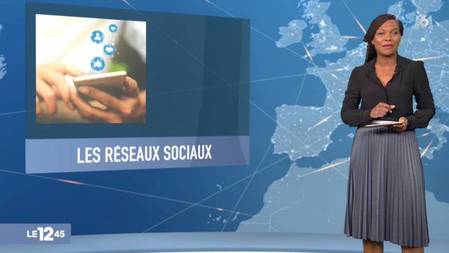 La jupe plissée élastique noir et blanc de Kareen Guiock dans Le 12:45 de M6