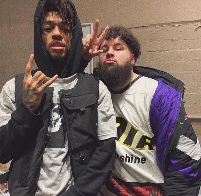 Hugo Darbin overhead hoodie with back print in black worn by scarlxrd