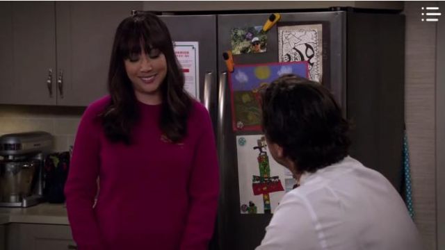 Rag & Bone Pink Wool-Blend Pullover worn by Joy Quinn (Elizabeth Ho) in Merry Happy Whatever Season01 Episode07