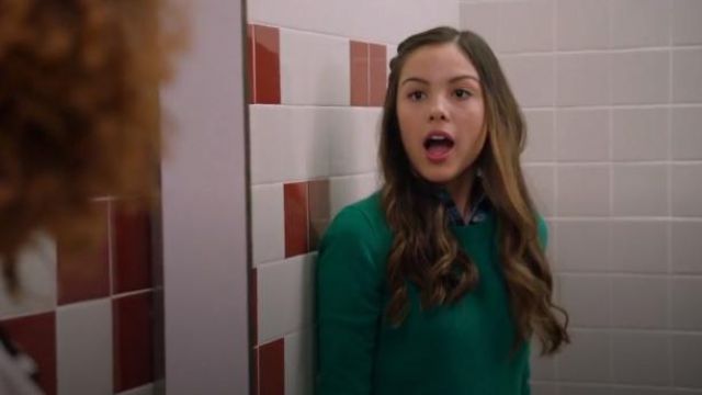 J Crew Green Cashmere Crewneck Sweater worn by Nini (Olivia Rodrigo) in High School Musical: The Musical: The Series Season 1 Episode 5