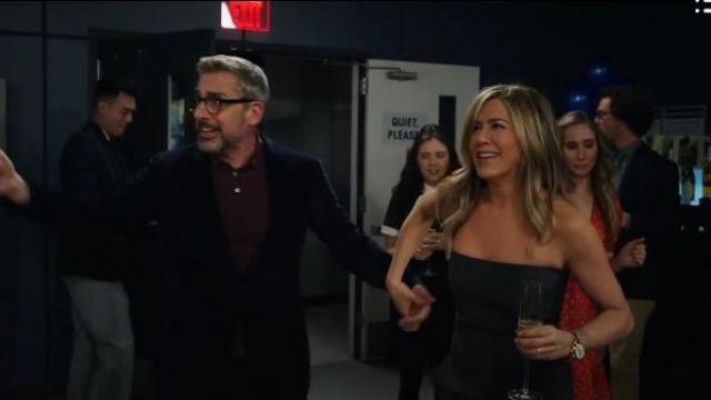 Rick owens Gris Bretelles Midi Robe portée par Alex Levy (Jennifer Aniston) dans L'émission du Matin Season01 Episode08