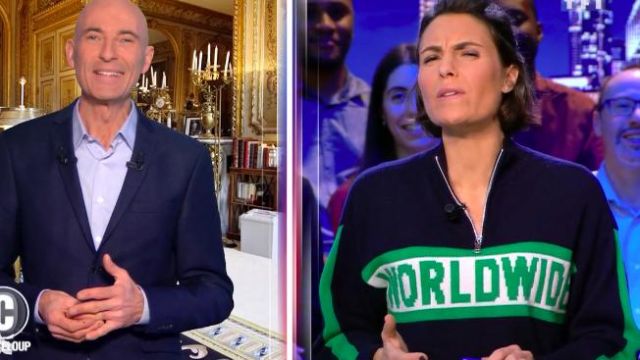 Le pull zippé Worldwide de Alessandra Sublet dans C'est Canteloup le 11.12.2019