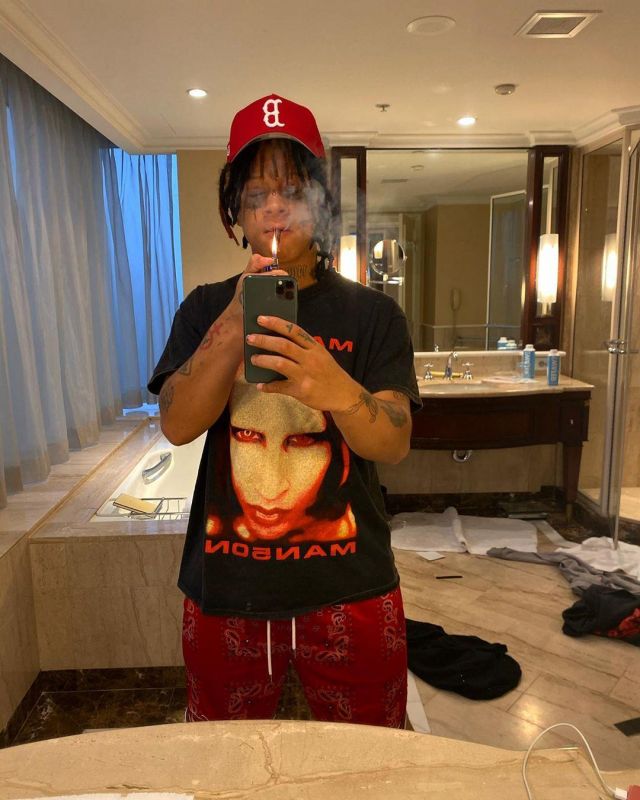 Le t-shirt Marilyn Manson porté par Trippie Redd sur son compte Instagram @trippieredd