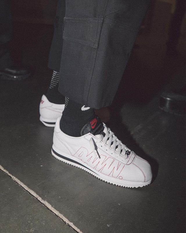 The pair of Nike Cortez Kenny 1 Damn Kendrick Lamar on his account Instagram @kendricklamar